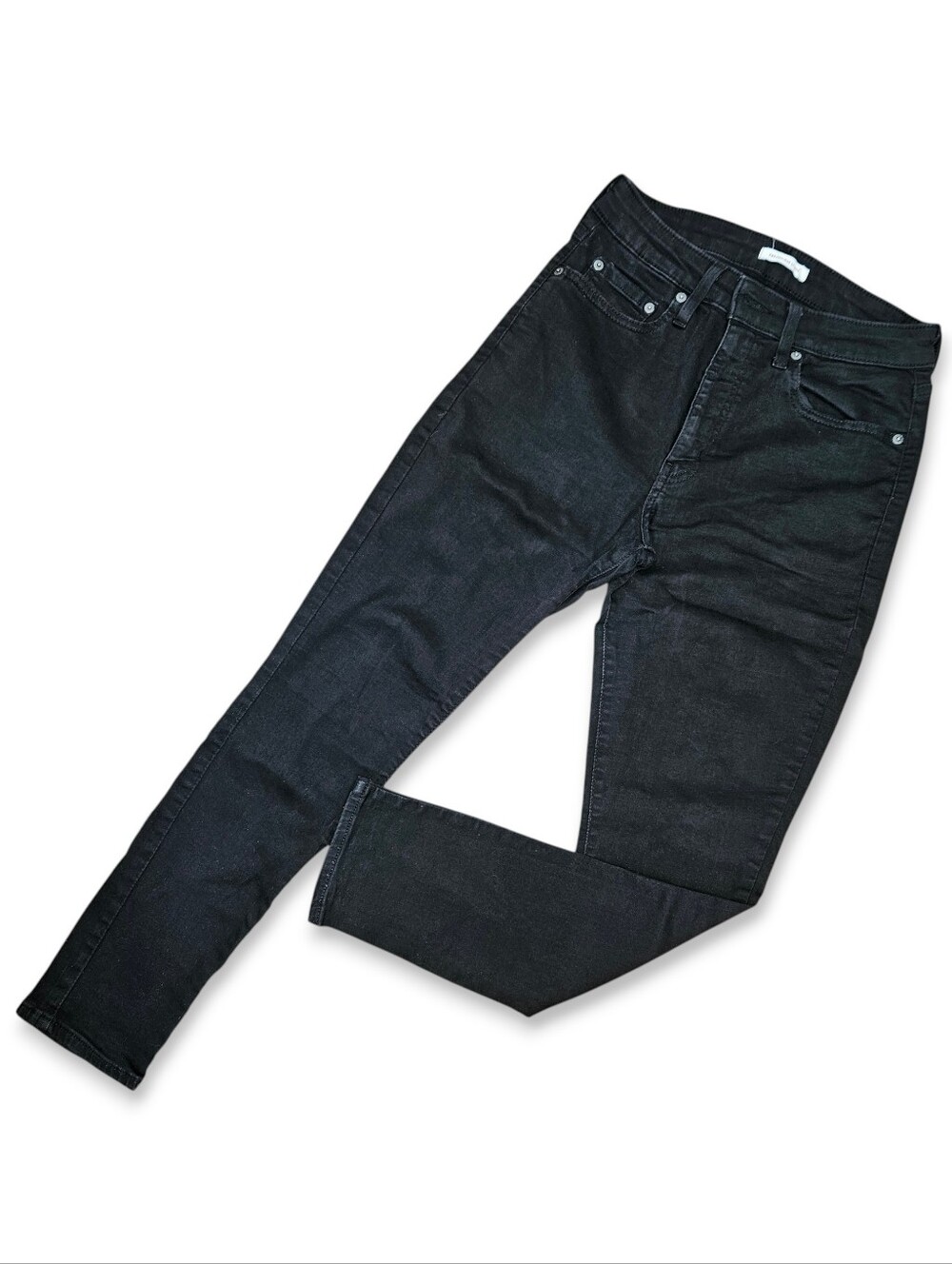 Levi's Size 30 Jeans 721 Hi-Rise Skinny High Waisted Soft Black Stretch 5 Pocket